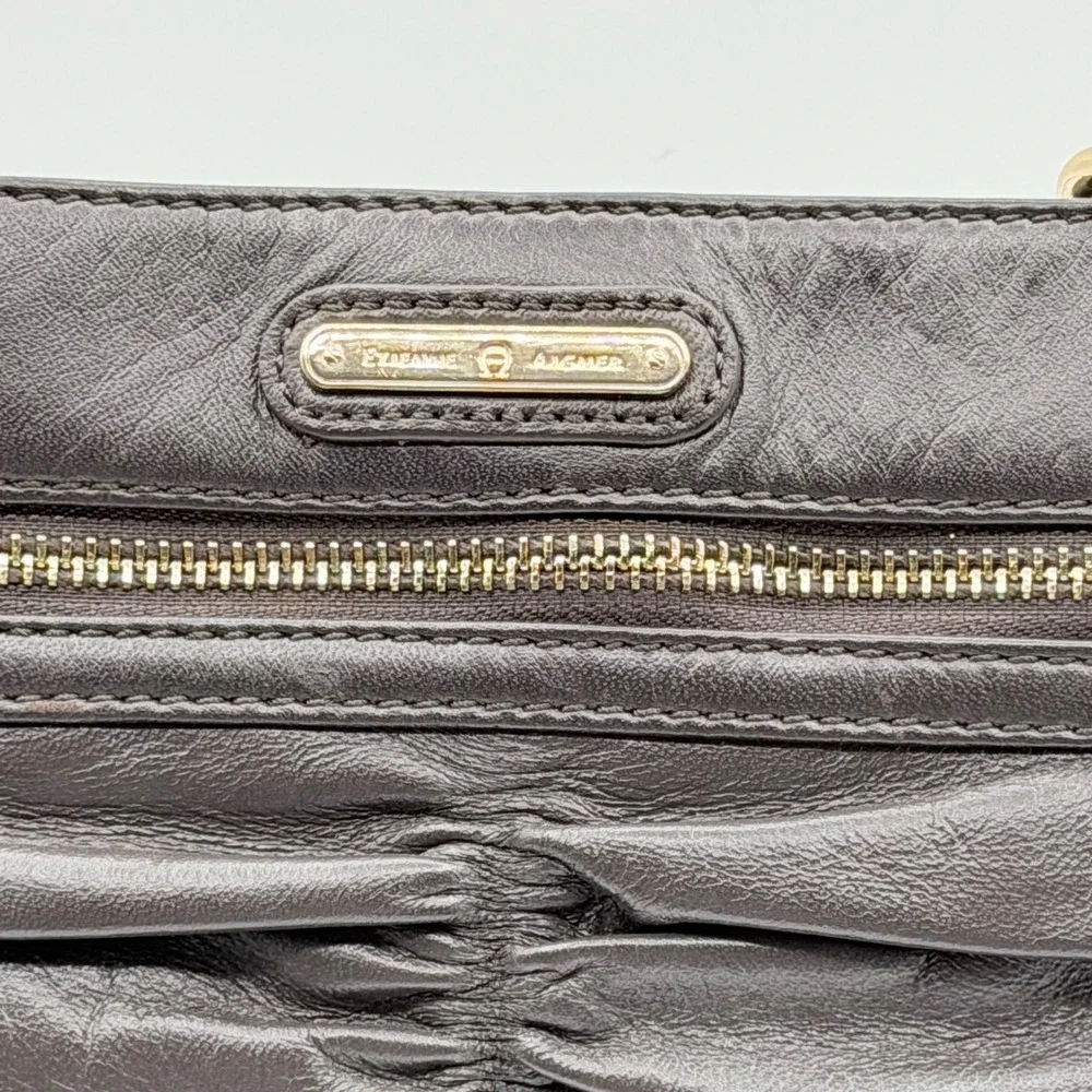 Etienne Aigner Small Brown Leather Crossbody Bag Y2K Minimalist Earthy Tones